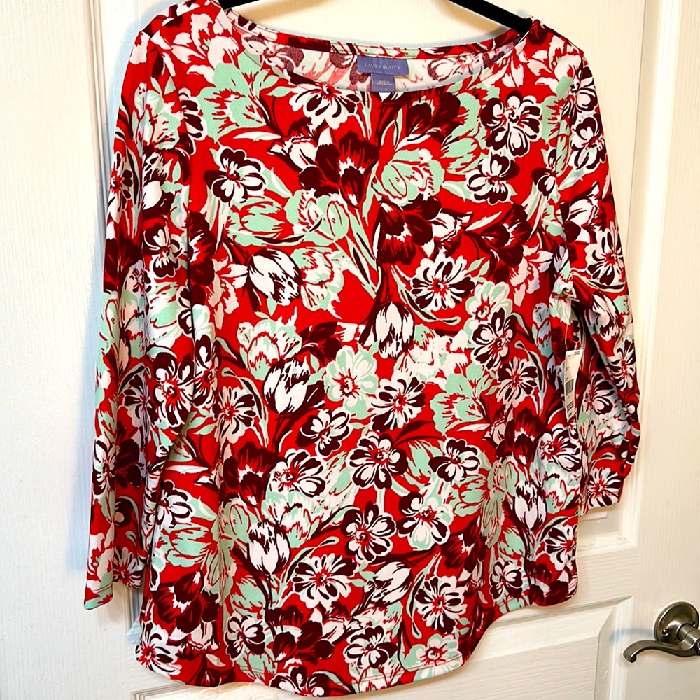Laura Scott Red Floral Top